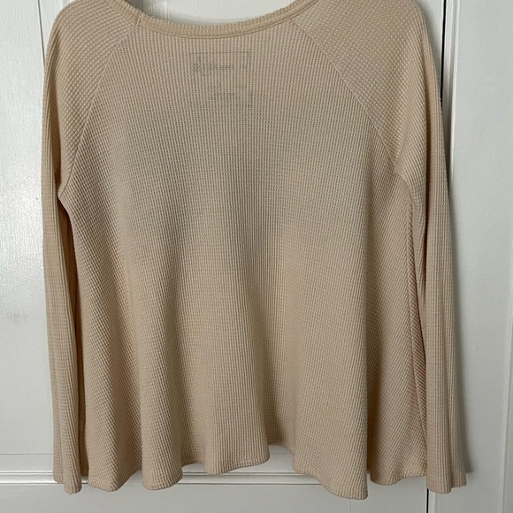 We The Free Free People Cream Waffle Shirt Navy Graphic Boho A Line Size S - Picture 6 of 11